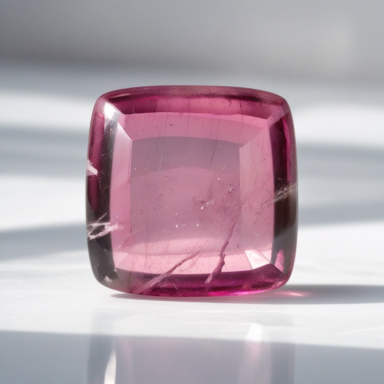 Pink Tourmaline 1PC Medium 9x9 MM Cushion Cabochon Pink Lustrous semi Precious Loose Gemstone