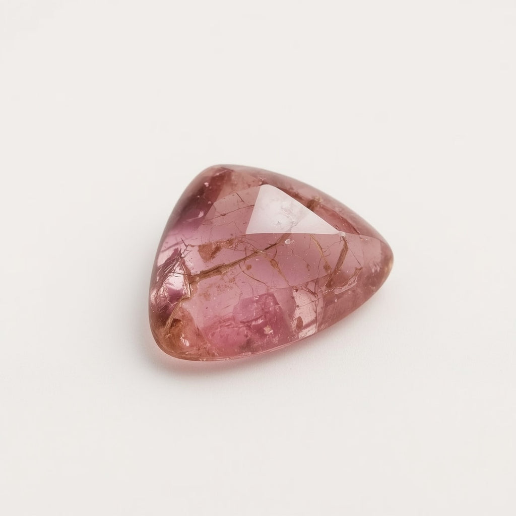 Pink Tourmaline 1PC Tiny 6x6 MM Triangle Cabochon Pink Polished semi Precious Loose Gems
