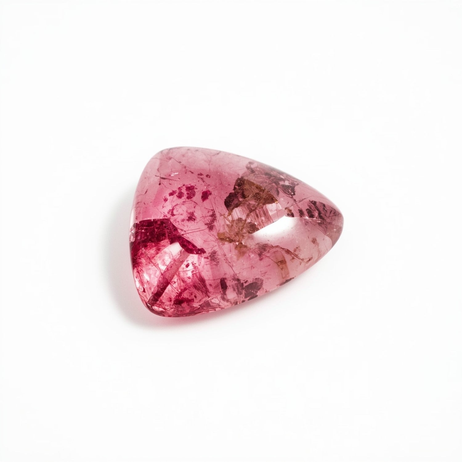 Pink Tourmaline 1PC Small 8x8 MM Triangle Cabochon Pink Luster semi Precious Loose Gemstones メイン画像