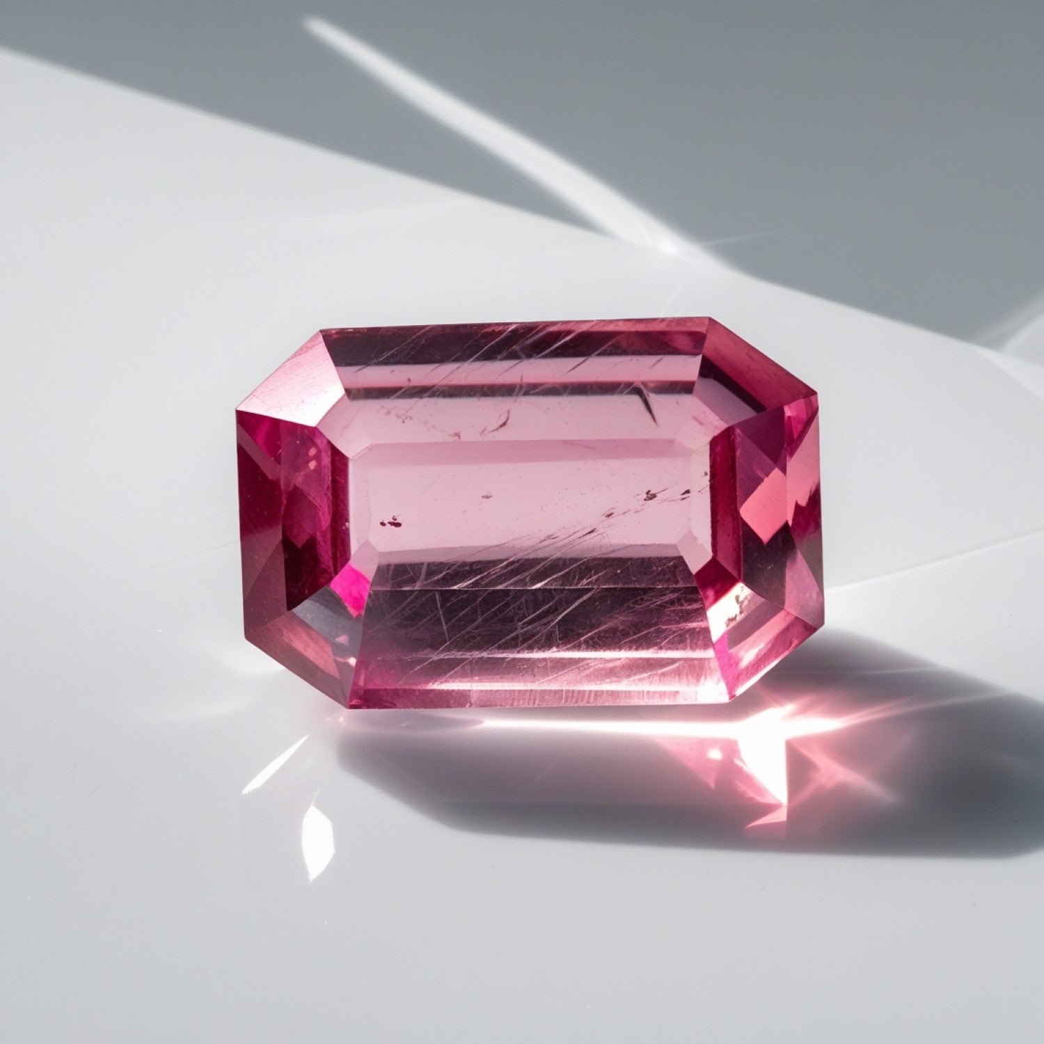 Pink Tourmaline 1PC Chunky 10x20 MM Baguette Faceted Pink Splendid Semi Precious Loose Gemstone