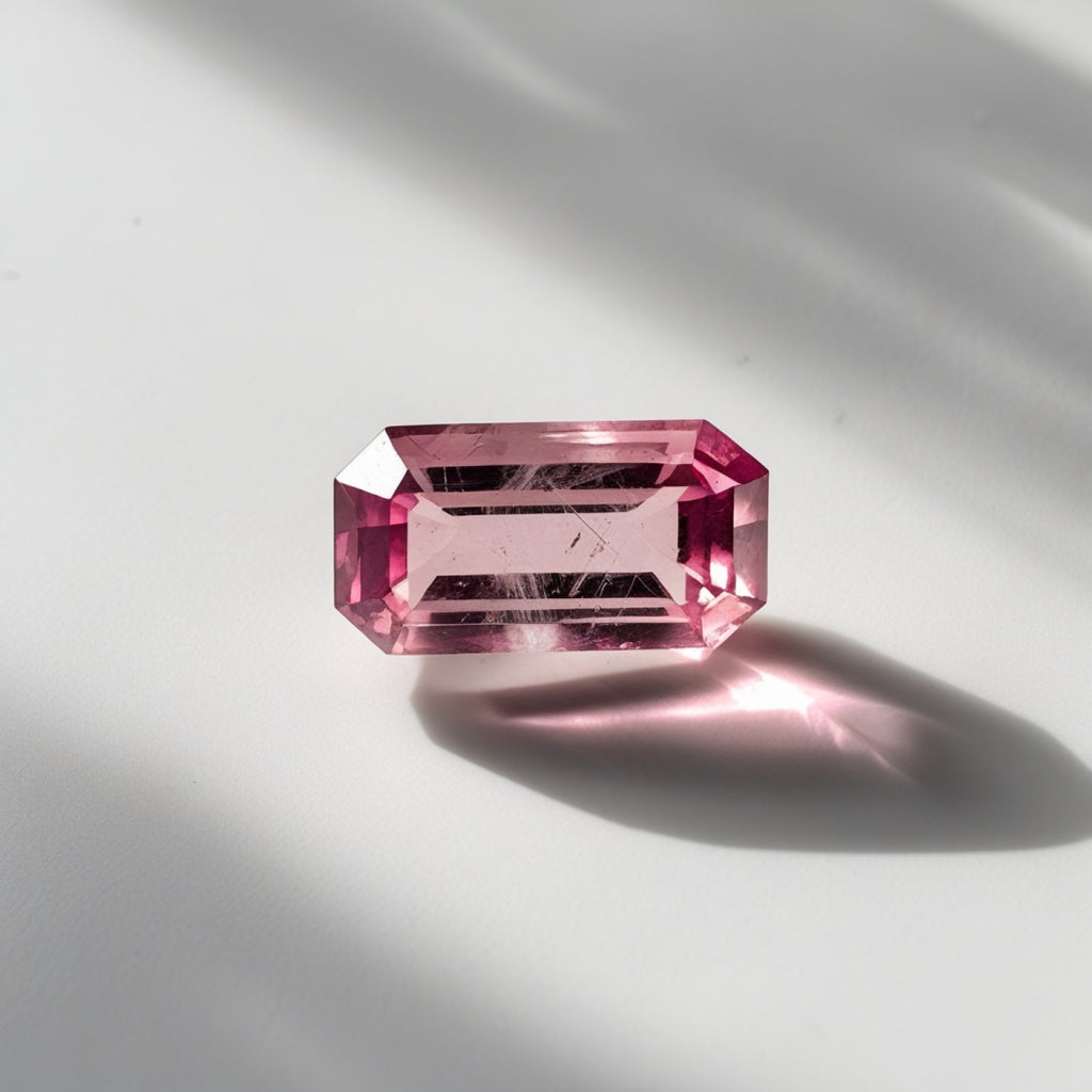 Pink Tourmaline 1PC Tiny 4x8 MM Baguette Faceted Pink Pure Semi Precious Loose Gems