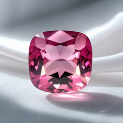 Pink Tourmaline 1PC Large 10x10 MM Cushion Faceted Pink Shine Semi Precious Loose Gemstones
