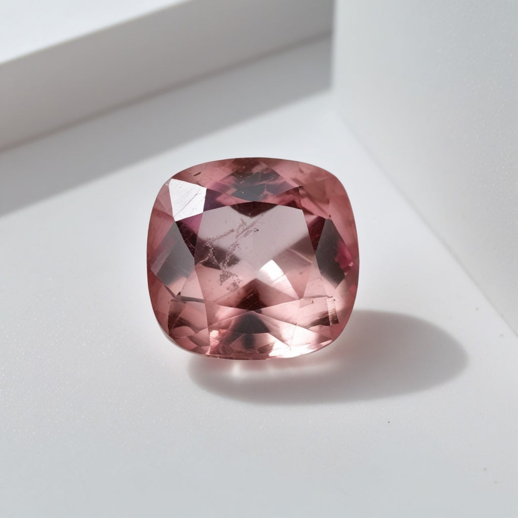 Pink Tourmaline 1PC Large 12x12 MM Cushion Faceted Pink High-Quality Semi Precious Loose Gems