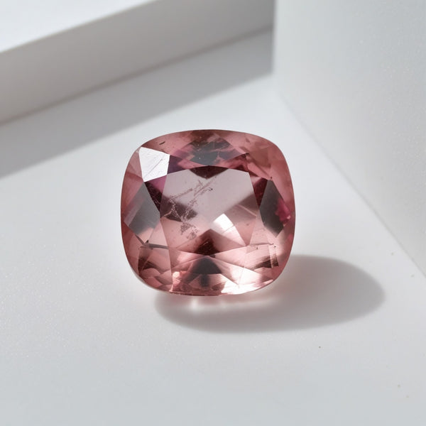 Pink Tourmaline 1PC Large 12x12 MM Cushion Faceted Pink High-Quality Semi Precious Loose Gems