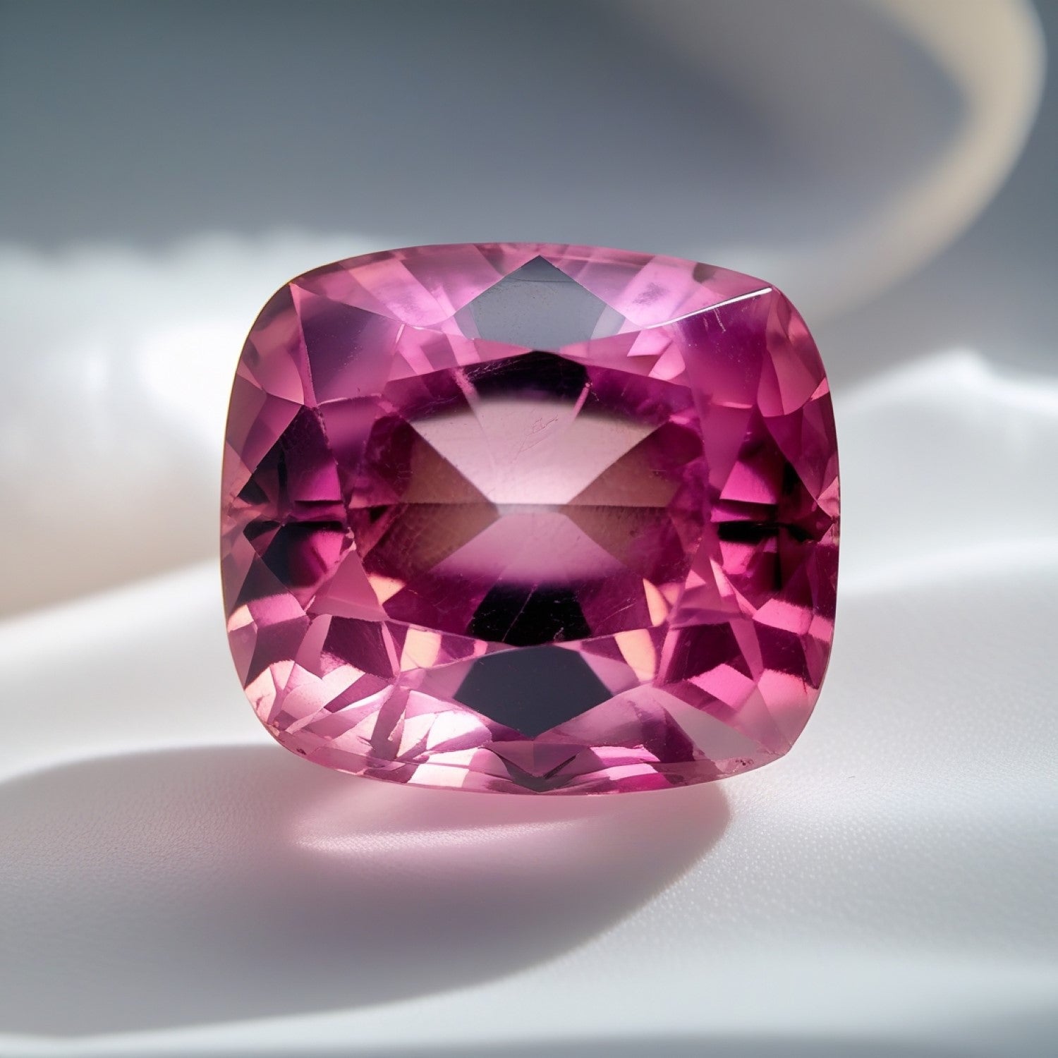 Pink Tourmaline 1PC Chunky 14x14 MM Cushion Faceted Pink Genuine Semi Precious Loose Gemstones