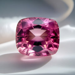 Pink Tourmaline 1PC Chunky 14x14 MM Cushion Faceted Pink Genuine Semi Precious Loose Gemstones