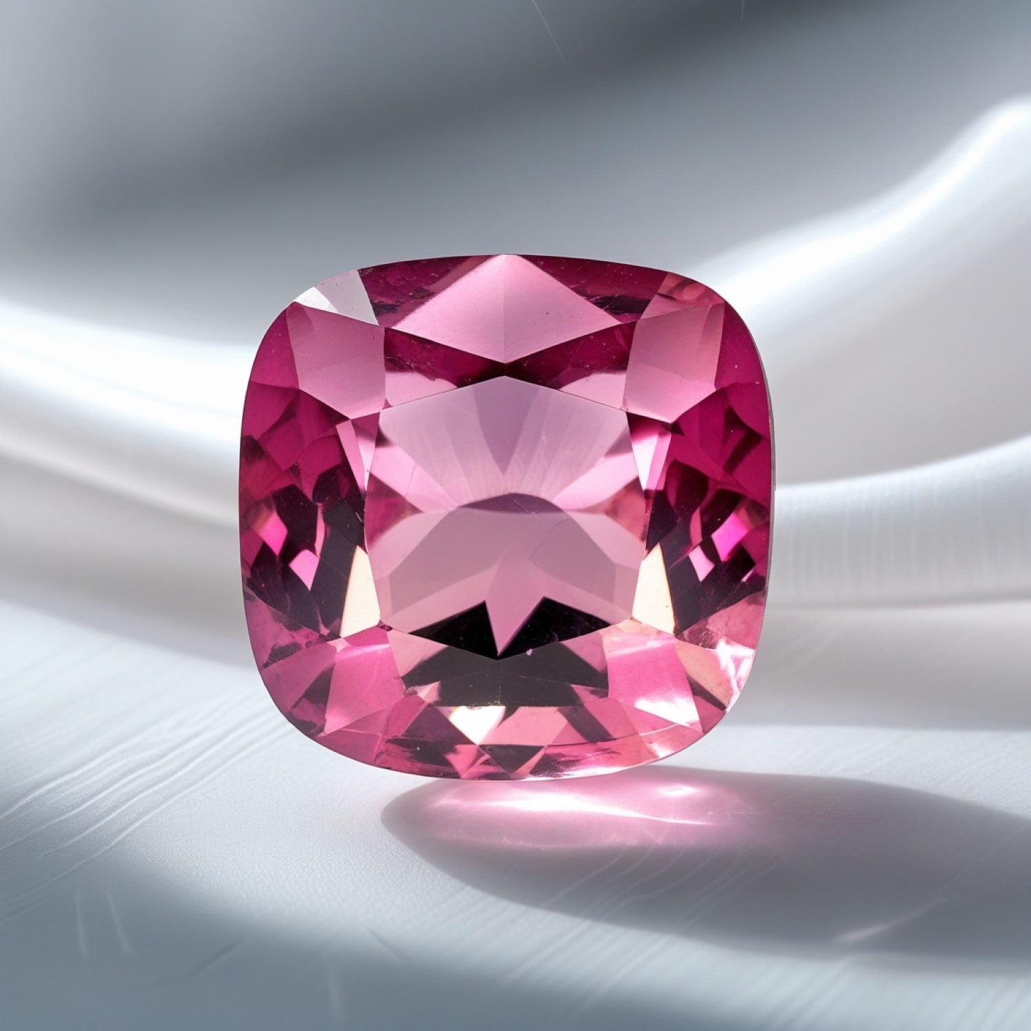 Pink Tourmaline 1PC Chunky 15x15 MM Cushion Faceted Pink Superior Semi Precious Gems Secondary image