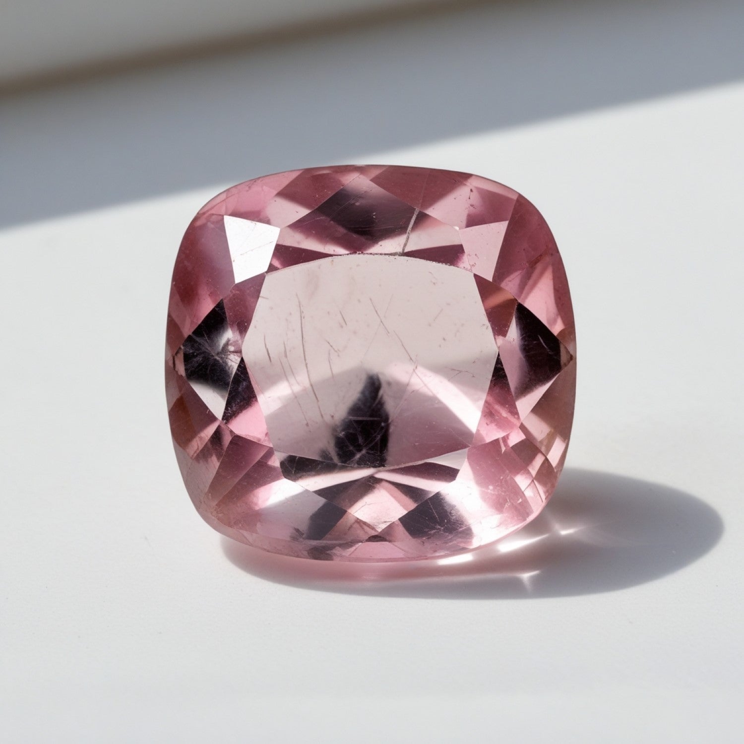 Pink Tourmaline 1PC Chunky 16x16 MM Cushion Faceted Pink Pure Semi Precious Loose Gems Главное изображение товара