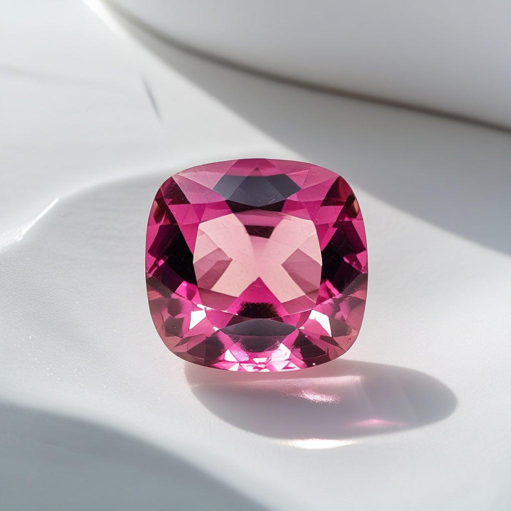 Pink Tourmaline 1PC Tiny 6x6 MM Cushion Faceted Pink Polished Semi Precious Loose Gemstones