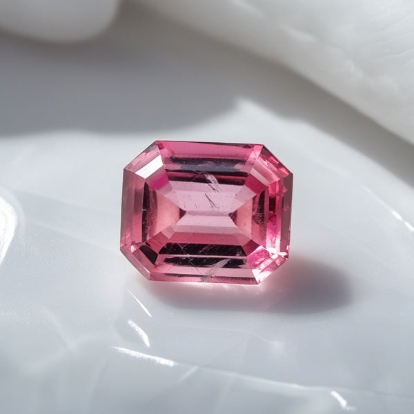 Pink Tourmaline 1PC Large 10x14 MM Emerald Faceted Pink Shine Semi Precious Loose Gems