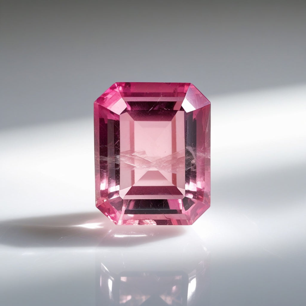 Pink Tourmaline 1PC Tiny 4x6 MM Emerald Faceted Pink Luster Semi Precious Loose Gemstones