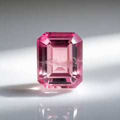 Pink Tourmaline 1PC Tiny 4x6 MM Emerald Faceted Pink Luster Semi Precious Loose Gemstones