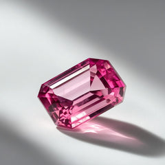 Pink Tourmaline 1PC Small 6x9 MM Emerald Faceted Pink Fiery Semi Precious Loose Gemstone