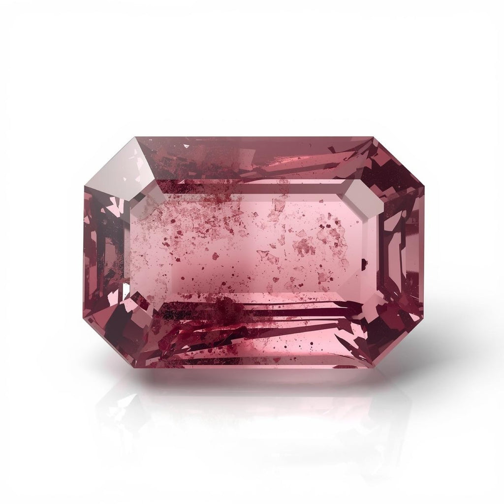 Pink Tourmaline 1PC Medium 7x10 MM Emerald Faceted Pink Sparkling Semi Precious Gems