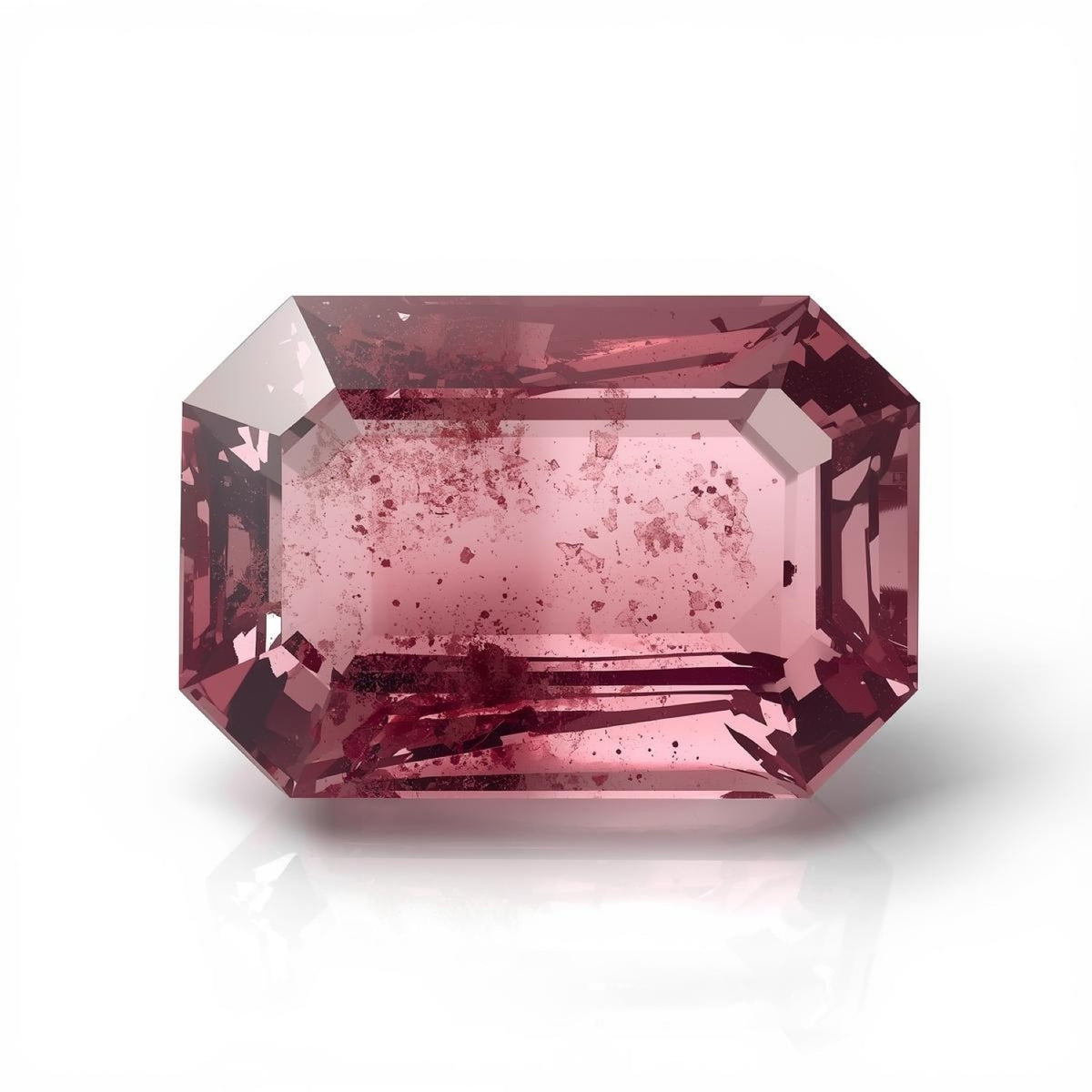 Pink Tourmaline 1PC Medium 7x10 MM Emerald Faceted Pink Sparkling Semi Precious Gems