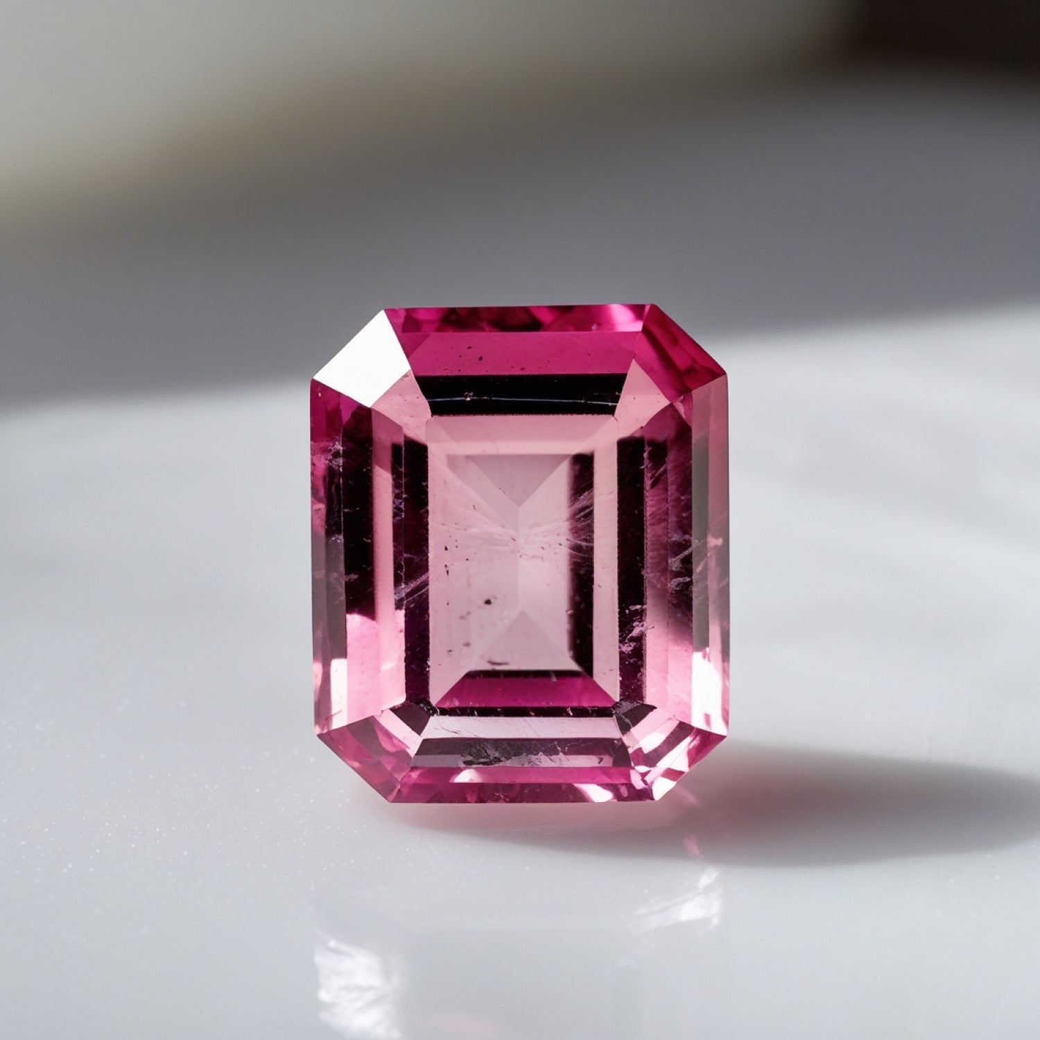 Pink Tourmaline 1PC Medium 7x10 MM Emerald Faceted Pink Sparkling Semi Precious Gems