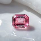 Pink Tourmaline 1PC Medium 8x10 MM Emerald Faceted Pink Polished Semi Precious Loose Gems
