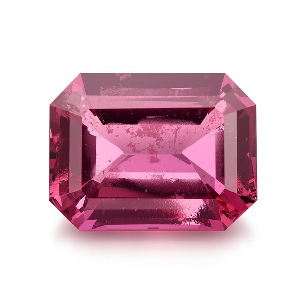 Pink Tourmaline 1PC Large 8x12 MM Emerald Faceted Pink Luster Semi Precious Loose Gemstones