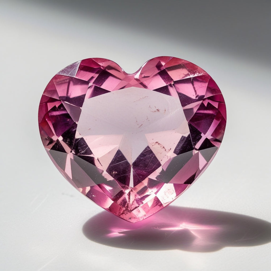 Pink Tourmaline 1PC Chunky 16x16 MM Heart Faceted Pink Pure Semi Precious Loose Gems