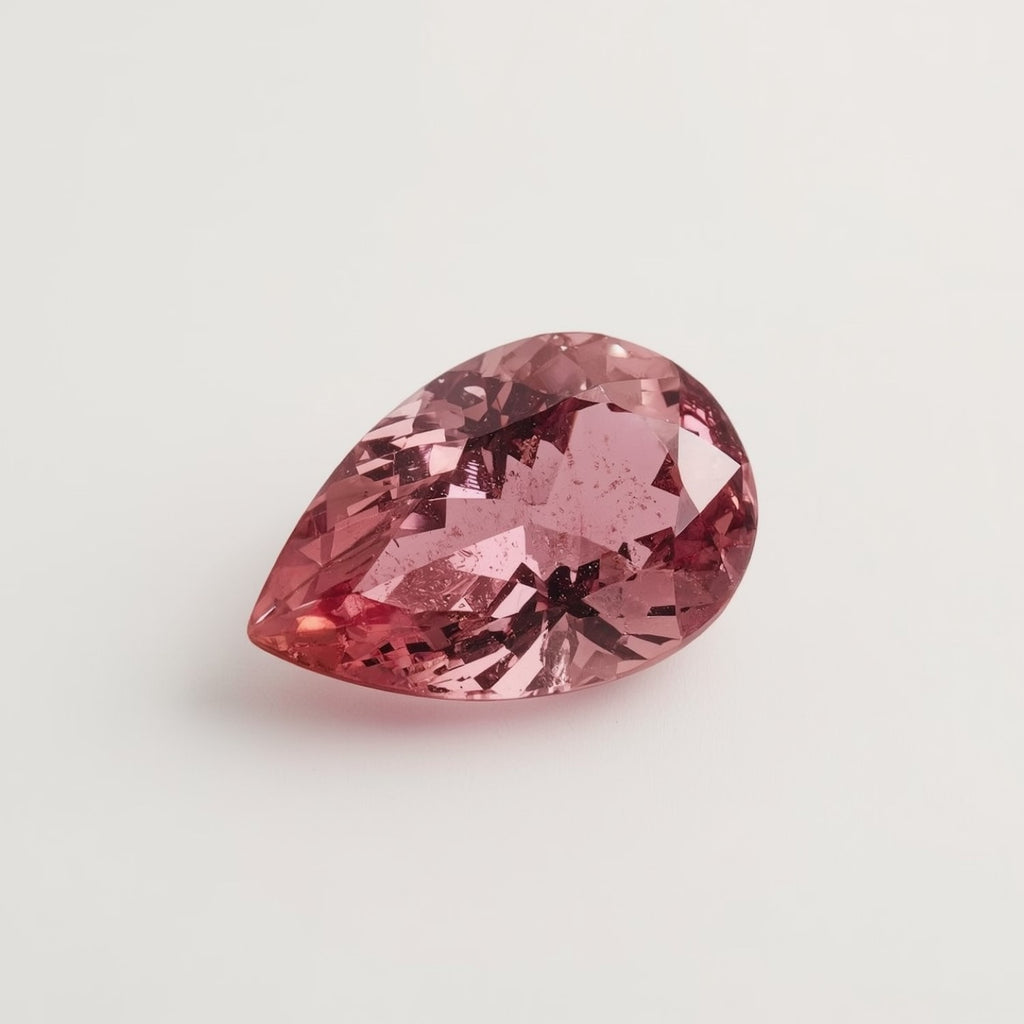 Pink Tourmaline 1PC Chunky 15x20 MM Pear Faceted Pink Fine Semi Precious Loose Gemstone