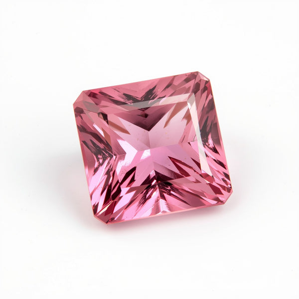 Pink Tourmaline 1PC Large 12x12 MM Square Faceted Pink High-Quality Semi Precious Loose Gems