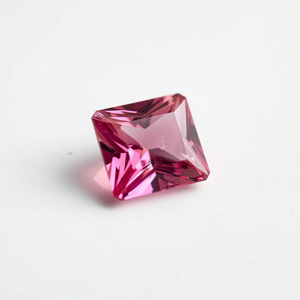 Pink Tourmaline 1PC Chunky 14x14 MM Square Faceted Pink Genuine Semi Precious Loose Gemstones