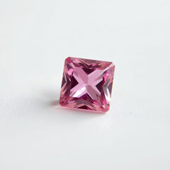 Pink Tourmaline 1PC Small 8x8 MM Square Faceted Pink Luster Semi Precious Loose Gems