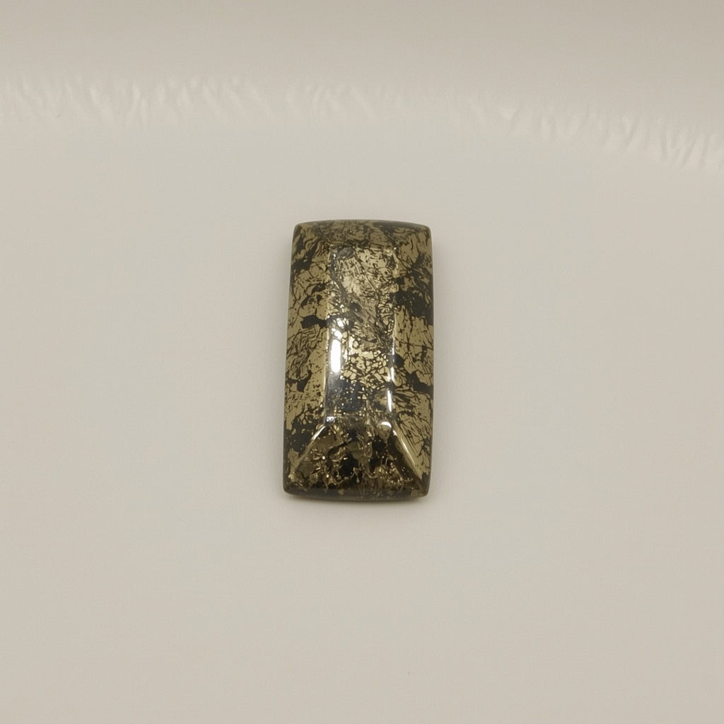 Pyrite 1PC Small 5x10 MM Baguette Cabochon Gray Genuine semi Precious Loose Gemstones