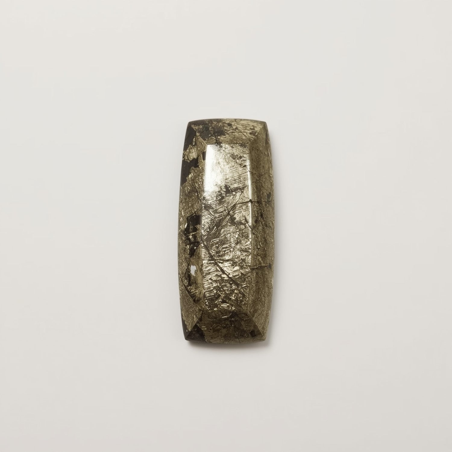 Pyrite 1PC Medium 7x14 MM Baguette Cabochon Gray Pure semi Precious Precious Gemstone Imagen secundaria del producto