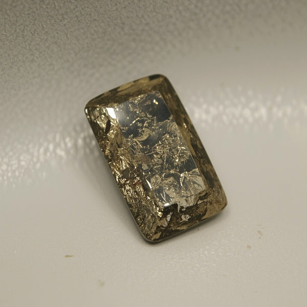 Pyrite 1PC Large 10x12 MM Emerald Cabochon Gray Shine semi Precious Loose Gemstones