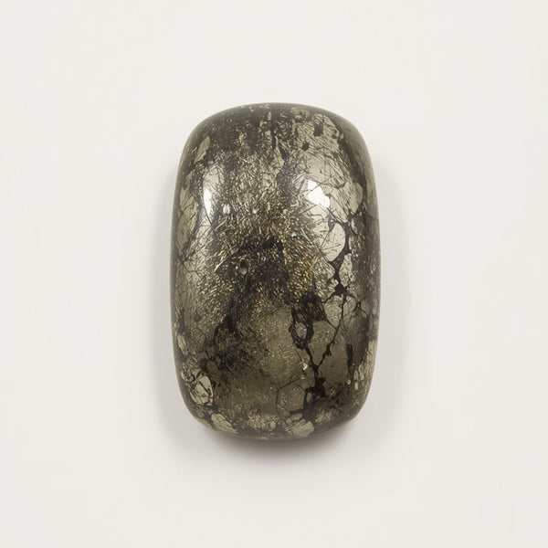 Pyrite 1PC Small 6x8 MM Emerald Cabochon Gray Fiery semi Precious Loose Gemstone