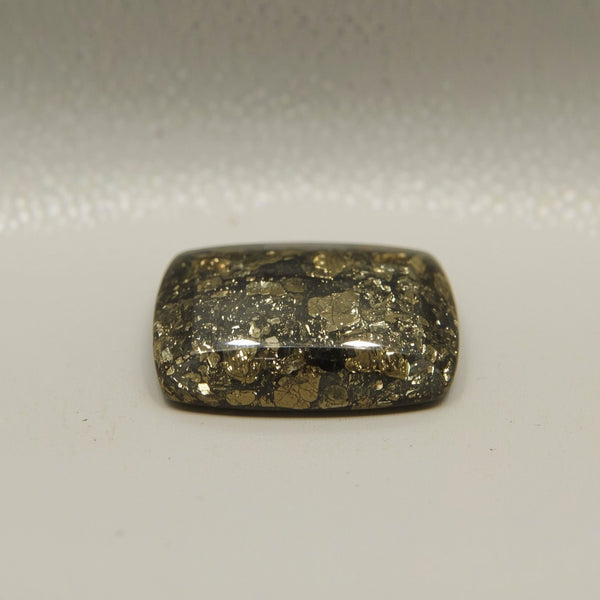 Pyrite 1PC Small 6x8 MM Emerald Cabochon Gray Fiery semi Precious Loose Gemstone