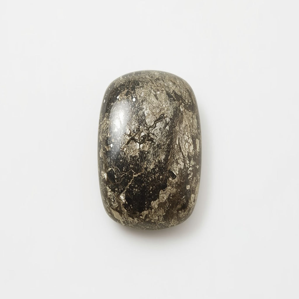 Pyrite 1PC Medium 7x10 MM Emerald Cabochon Gray Polished semi Precious Precious Gemstone