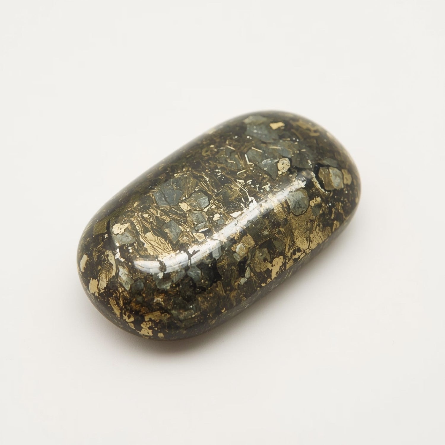 Pyrite 1PC Medium 8x10 MM Emerald Cabochon Gray Splendid semi Precious Gems