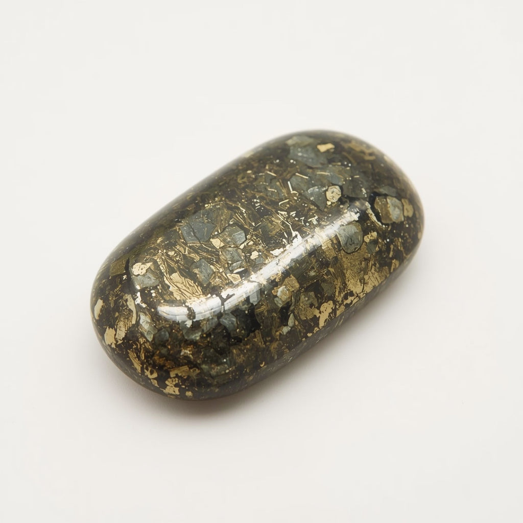 Pyrite 1PC Medium 8x10 MM Emerald Cabochon Gray Splendid semi Precious Gems