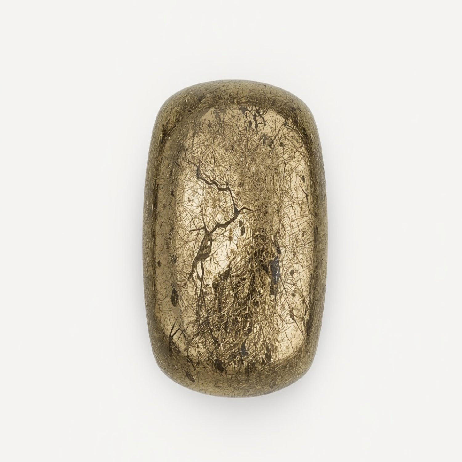 Pyrite 1PC Large 8x12 MM Emerald Cabochon Gray Lustrous semi Precious Loose Gemstone