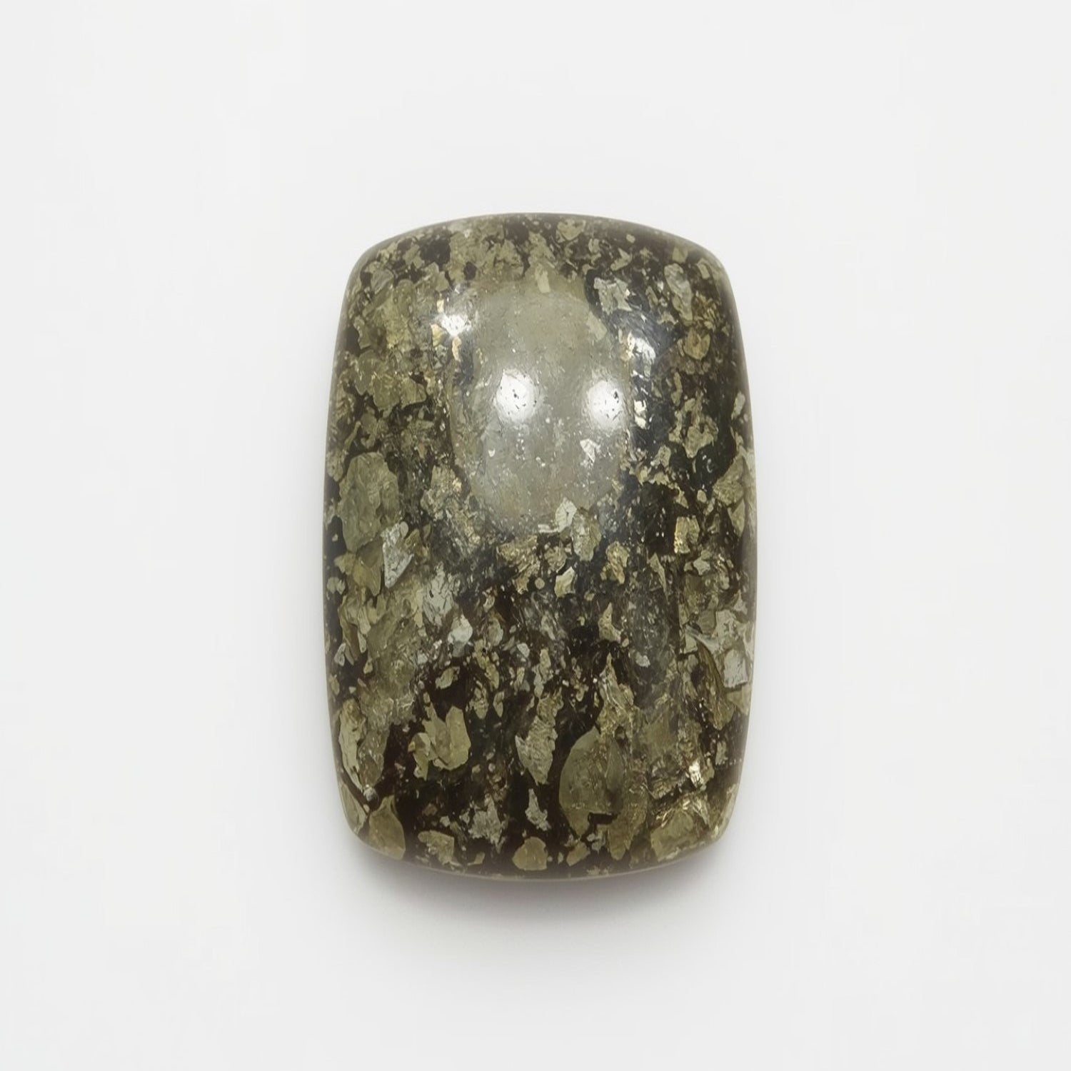 Pyrite 1PC Large 9x11 MM Emerald Cabochon Gray Luster semi Precious Loose Gems Secondary image