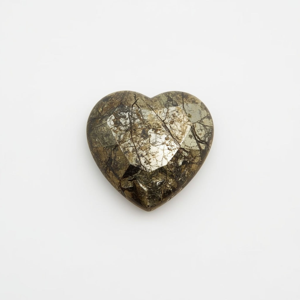 Pyrite 1PC Large 11x11 MM Heart Cabochon Gray Shine semi Precious Precious Gemstone