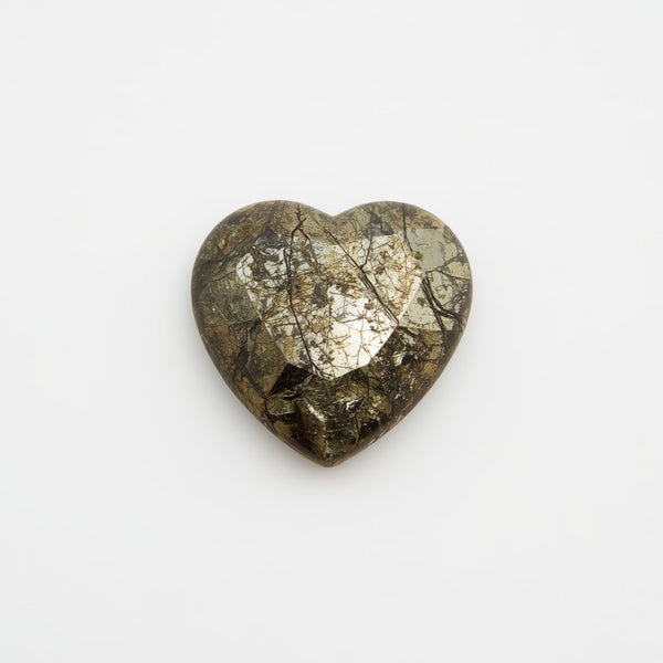 Pyrite 1PC Large 11x11 MM Heart Cabochon Gray Shine semi Precious Precious Gemstone