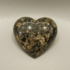 Pyrite 1PC Tiny 6x6 MM Heart Cabochon Gray Sparkling semi Precious Gems