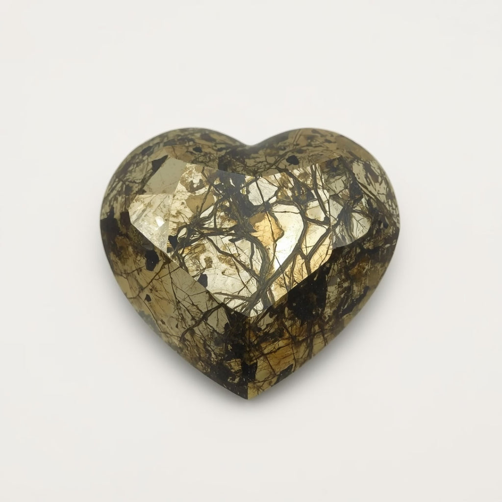 Pyrite 1PC Small 7x7 MM Heart Cabochon Gray Polished semi Precious Loose Gems