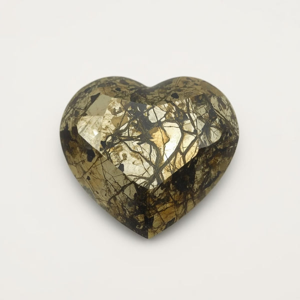 Pyrite 1PC Small 7x7 MM Heart Cabochon Gray Polished semi Precious Loose Gems