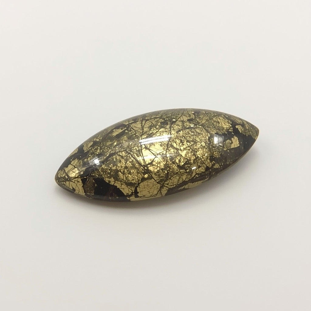 Pyrite 1PC Small 6x12 MM Marquise  Cabochon Gray Sparkling semi Precious Semi Precious Gemstone