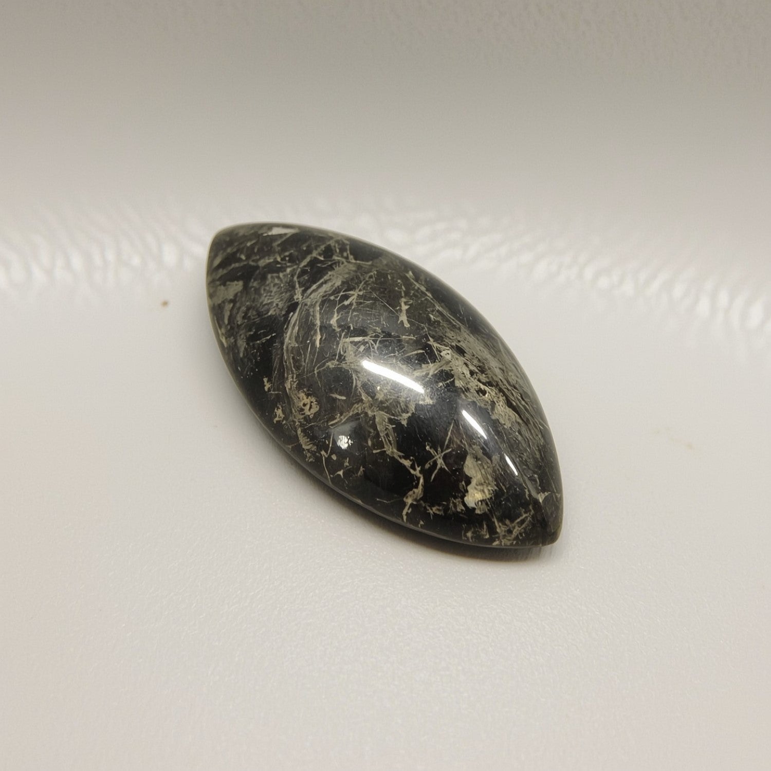 Pyrite 1PC Small 6x12 MM Marquise  Cabochon Gray Sparkling semi Precious Semi Precious Gemstone