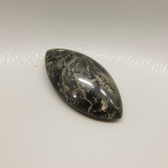 Pyrite 1PC Small 6x12 MM Marquise  Cabochon Gray Sparkling semi Precious Semi Precious Gemstone