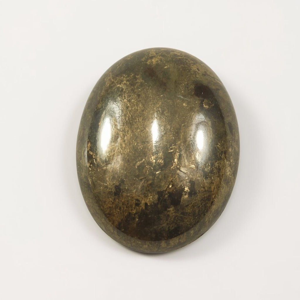 Pyrite 1PC Large 10x12 MM Oval Cabochon Gray Superior semi Precious Gems