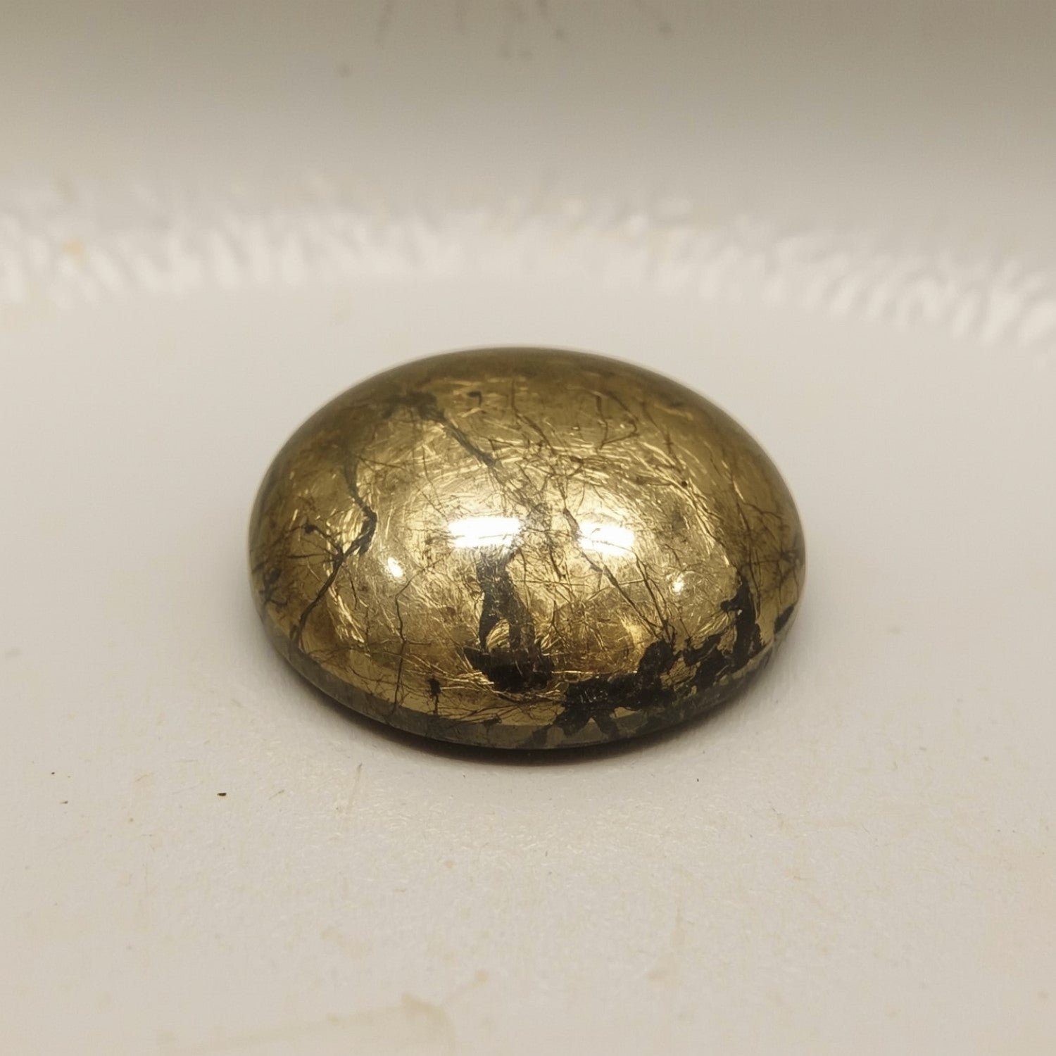 Pyrite 1PC Large 10x12 MM Oval Cabochon Gray Superior semi Precious Gems Immagine secondaria del prodotto