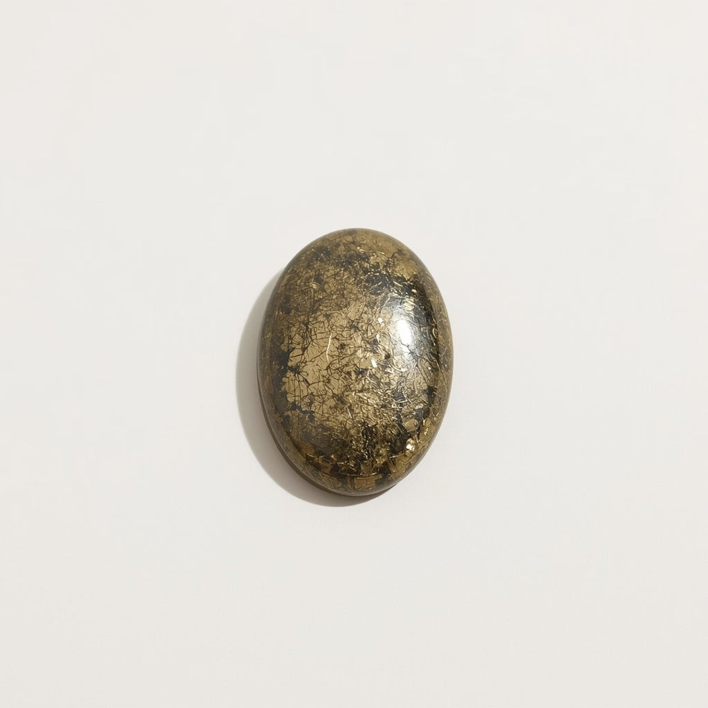 Pyrite 1PC Small 6x8 MM Oval Cabochon Gray Luster semi Precious Precious Gemstone