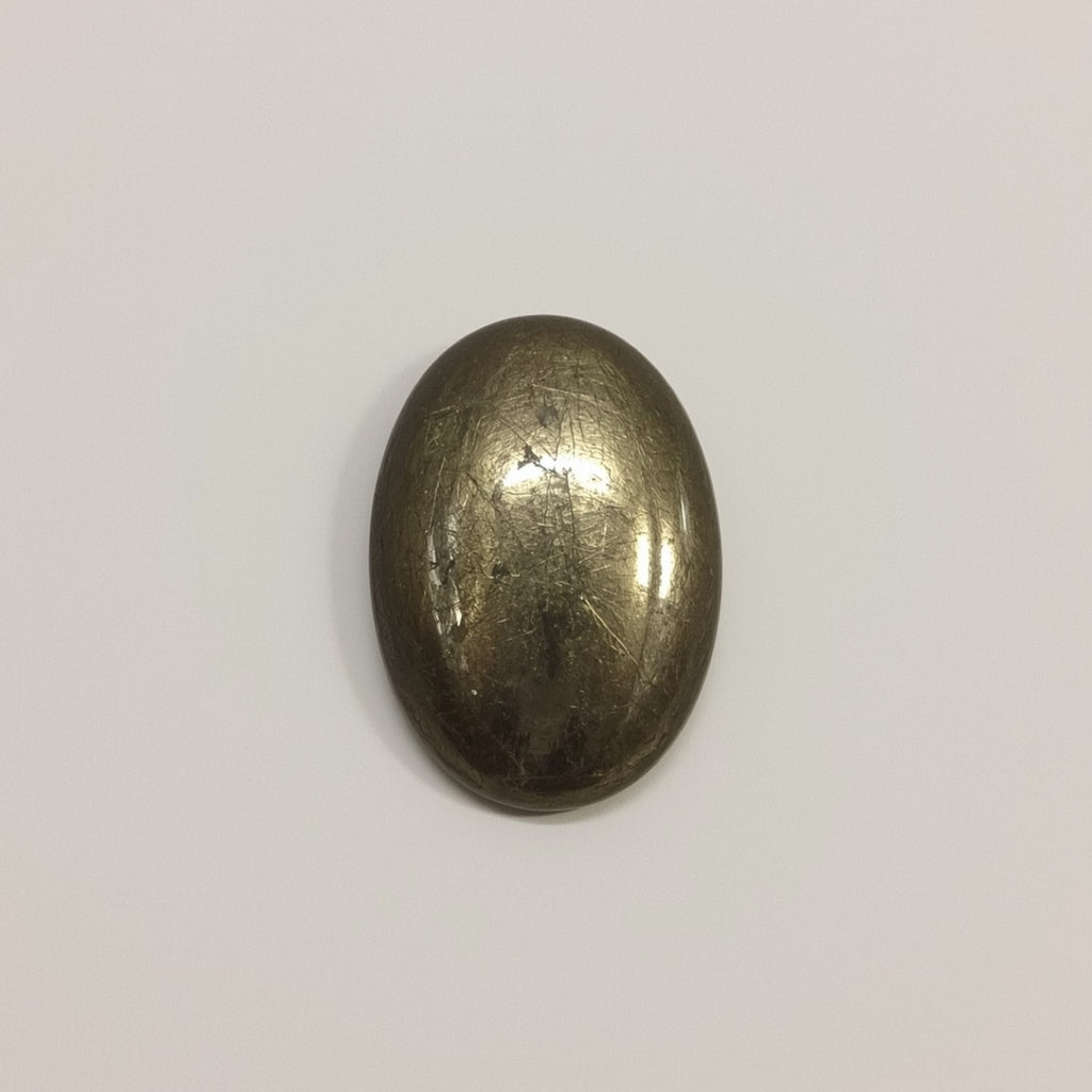 Pyrite 1PC Small 6x9 MM Oval Cabochon Gray Lustrous semi Precious Gems