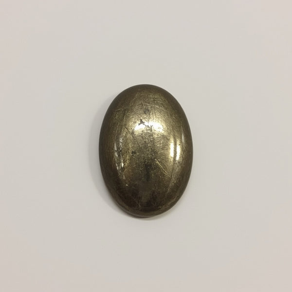 Pyrite 1PC Small 6x9 MM Oval Cabochon Gray Lustrous semi Precious Gems